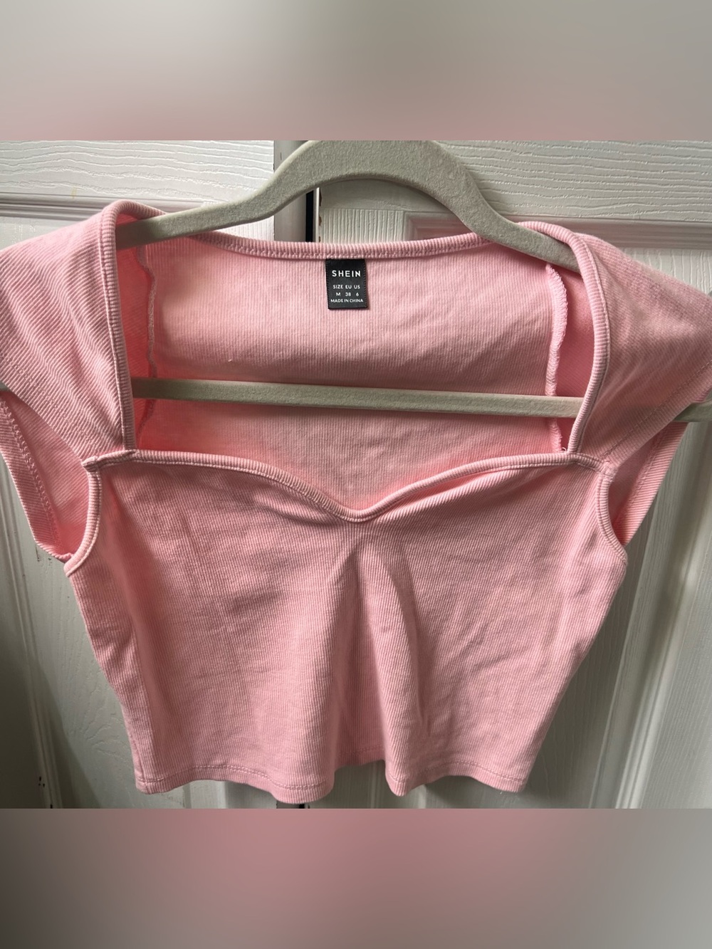 SHEIN Light Pink Ribbed Sweetheart Tank Top